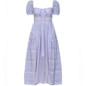 Self-Portrait Purple Midi Dress with Intricate Lace Design